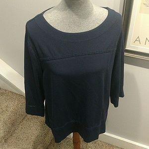 Chico's Size 3 Navy Boat Neck 3/4 Length Sleeves